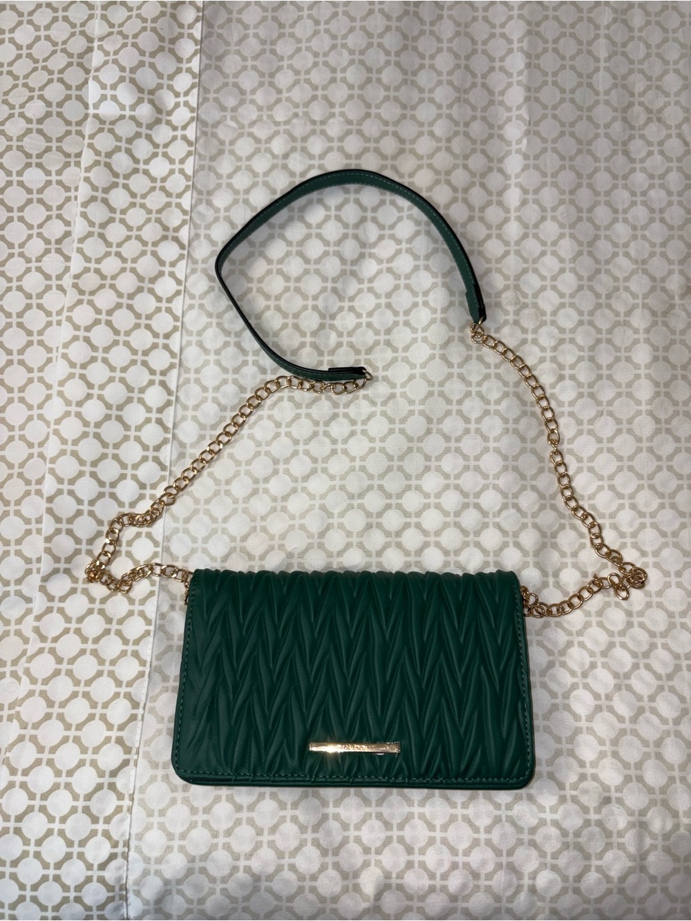 Aldo Green Quilted Crossbody Bag with Gold Chain Strap